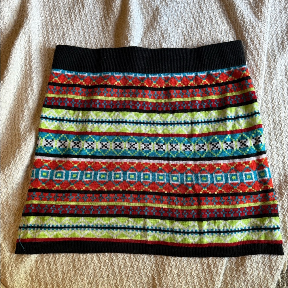 Planet Gold Multicolor Patterned Mini Skirt